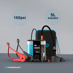A Photo Of Powerology 8800mAh Jump Start Air Compressor - Transparent