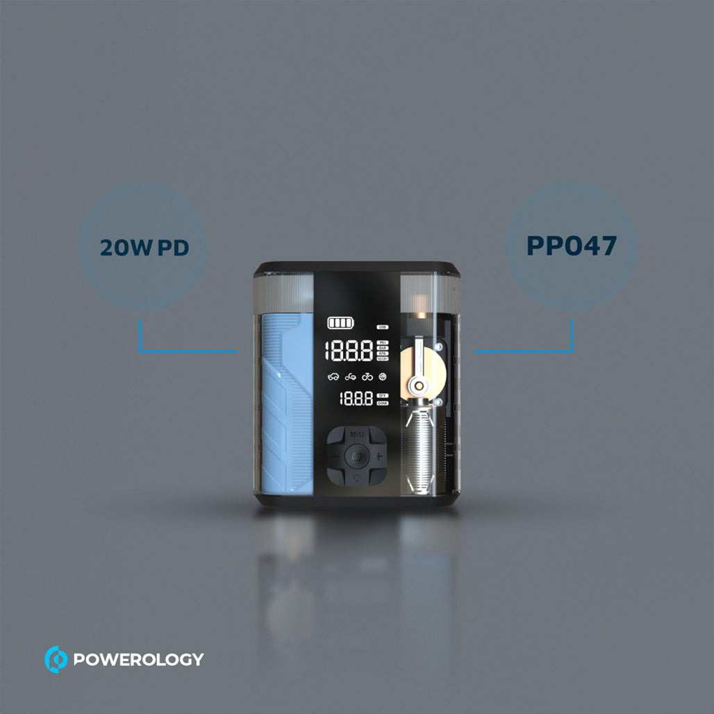 A Photo Of Powerology 8800mAh Jump Start Air Compressor - Transparent