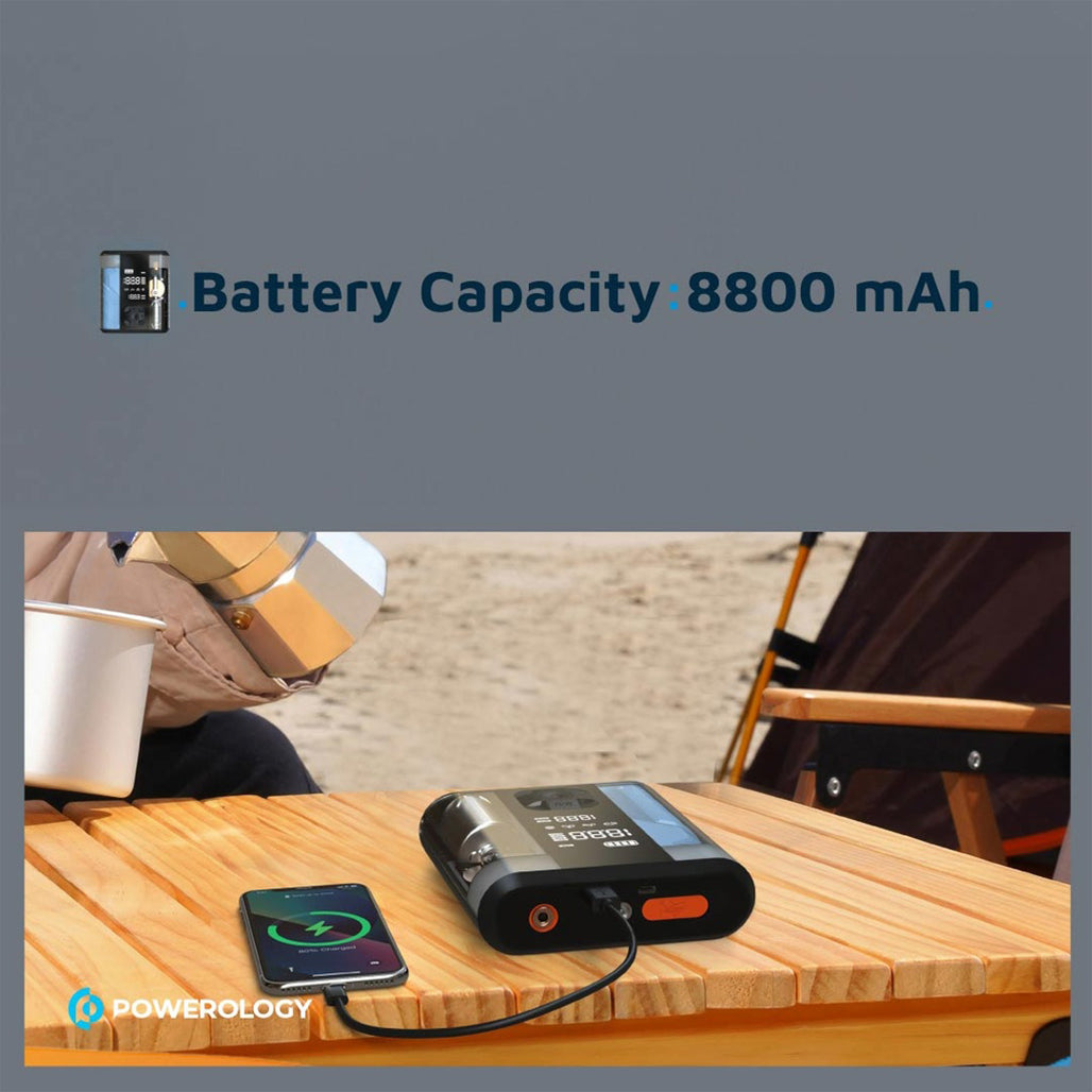 A Photo Of Powerology 8800mAh Jump Start Air Compressor - Transparent