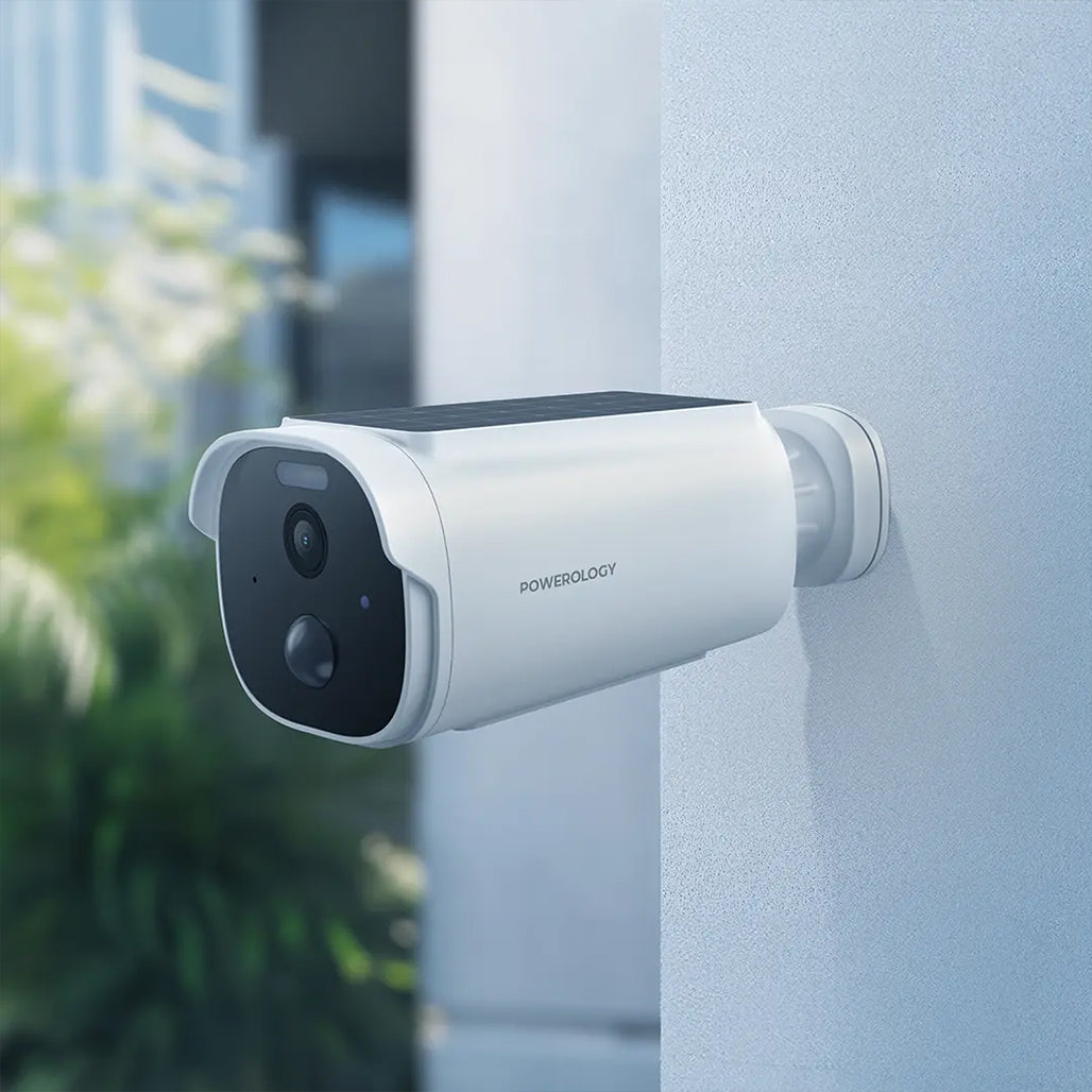 A Photo Of Powerology Built-in Solar Outdoor Camera - White