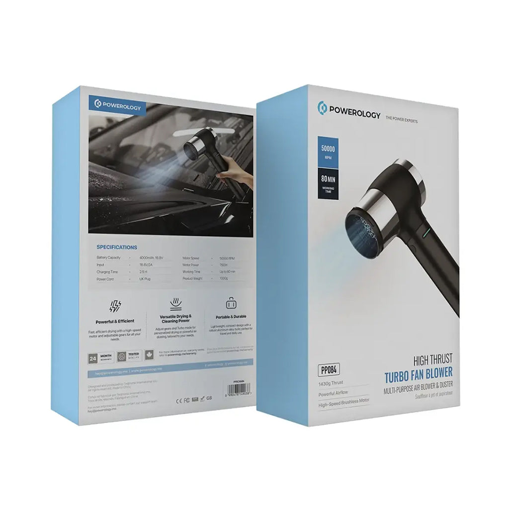 A Photo Of Powerology High Thrust Turbo Fan Blower 750W – Cordless, 1430g Air Pressure, 4000mAh Battery