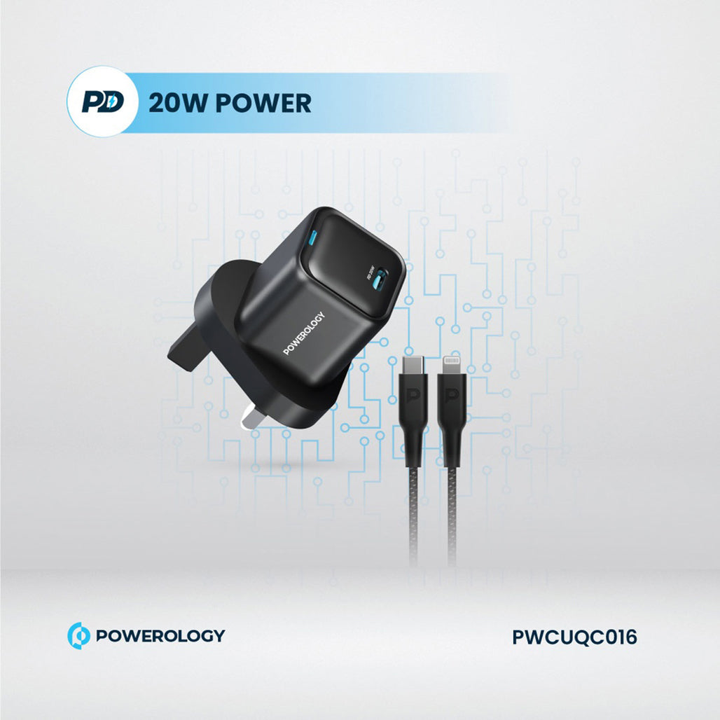 A Photo Of Powerology Ultra-Compact GaN Charger - Black-20w