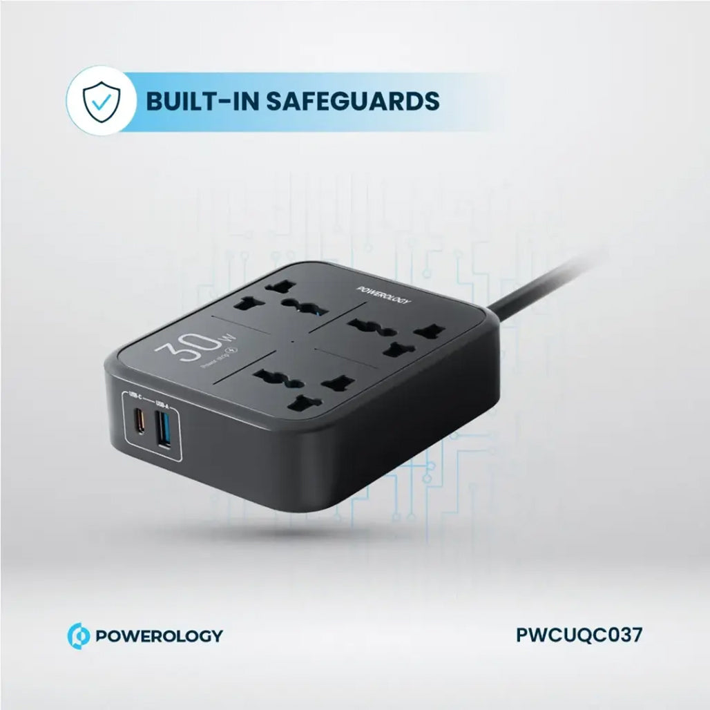 A Photo Of Powerology Power Strip 3250W 3AC - Black