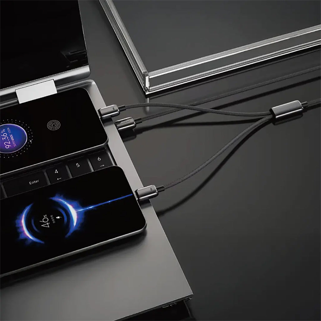 A Photo Of Powerology Zinco Series 2-In-1 Dual USB-C Cable - Dark Gray