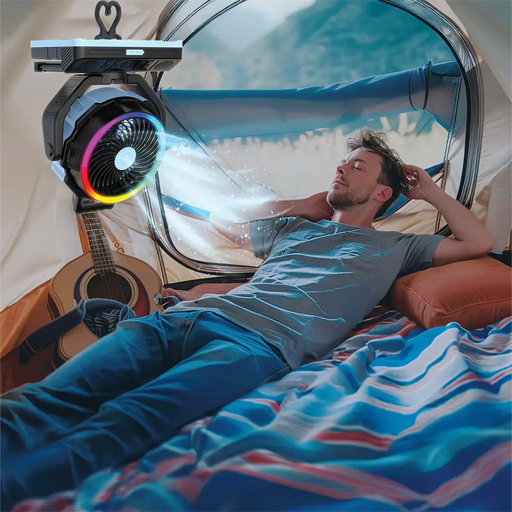 A Photo Of Powerology VentoPower Outdoor 40K Oscillating Fan - Blue/Black