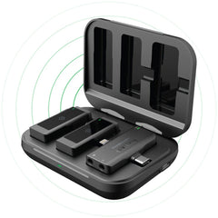 A Photo Of Powerology PWMIC2BK MFI Dual Connector Wireless Lavalier Microphone Set