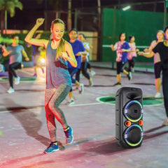 A Photo Of Green Lion PartyLife 400 Bluetooth Speaker – Black | Includes Wireless microphone & Remote