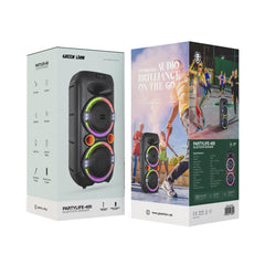 A Photo Of Green Lion PartyLife 400 Bluetooth Speaker – Black | Includes Wireless microphone & Remote