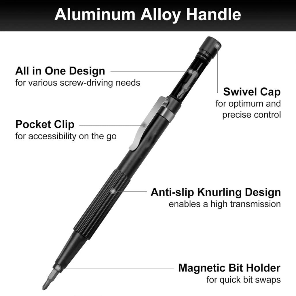 A Photo Of Pen Type Screwdriver 13 IN 1 - Compact, Portable, and Magnetic Black Tool Set