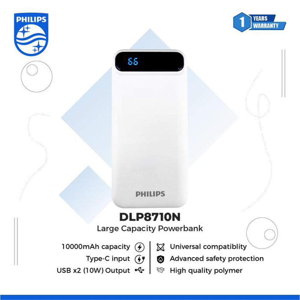 A Photo Of Philips Power Bank Fast Charging 3 Port With Advanced Safety Protection