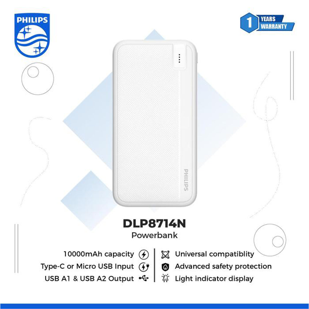 A Photo Of Philips Power Bank Fast Charging Dual Port With Advanced Safety Protection