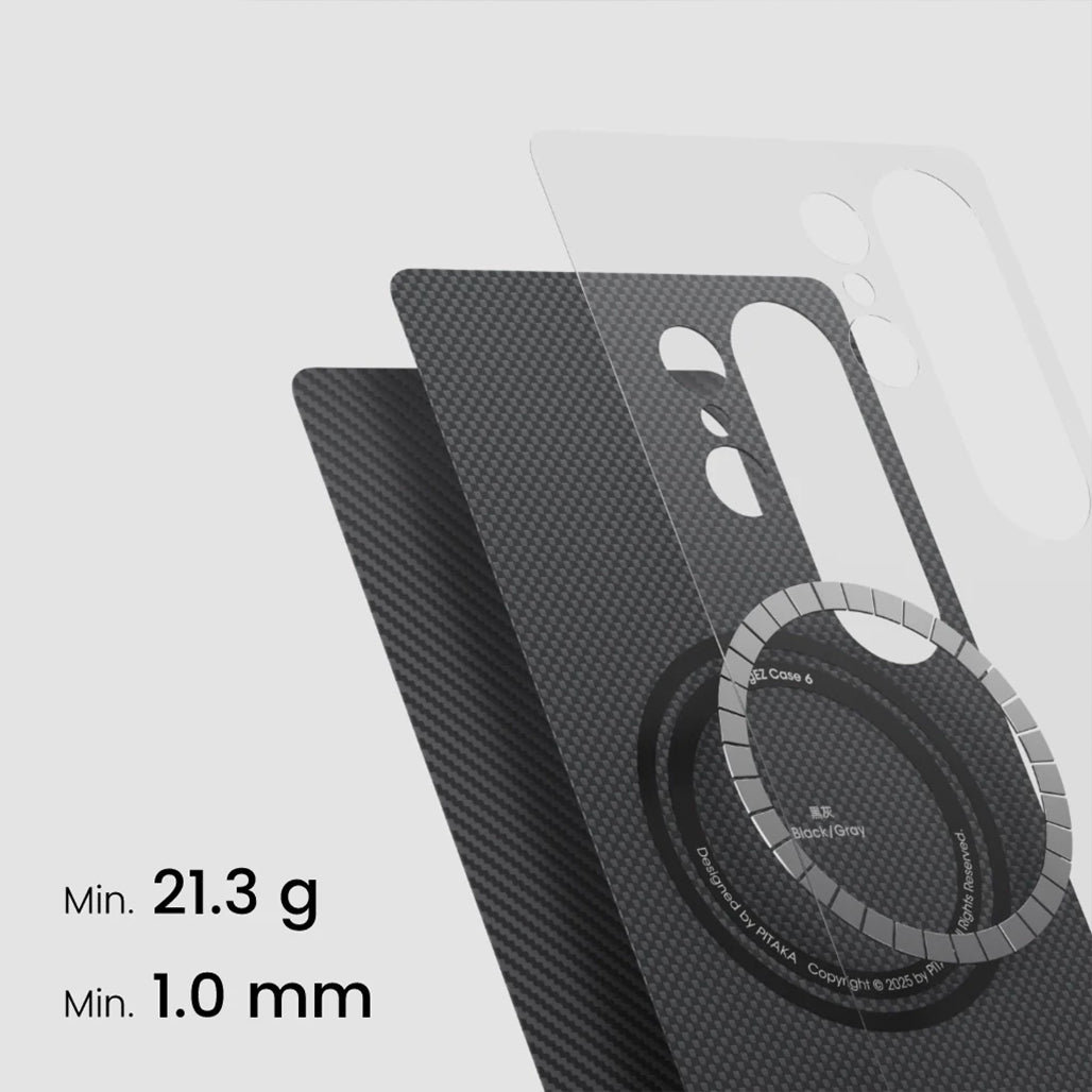 A Photo Of Pitaka Ultra-Slim Classic Case for Samsung Galaxy S25 Ultra – 600D Black/Grey (Twill) | Lightweight & Durable Aramid Fiber Cover