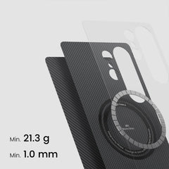 A Photo Of Pitaka Ultra-Slim Classic Case for Samsung Galaxy S25 Ultra – 600D Black/Grey (Twill) | Lightweight & Durable Aramid Fiber Cover