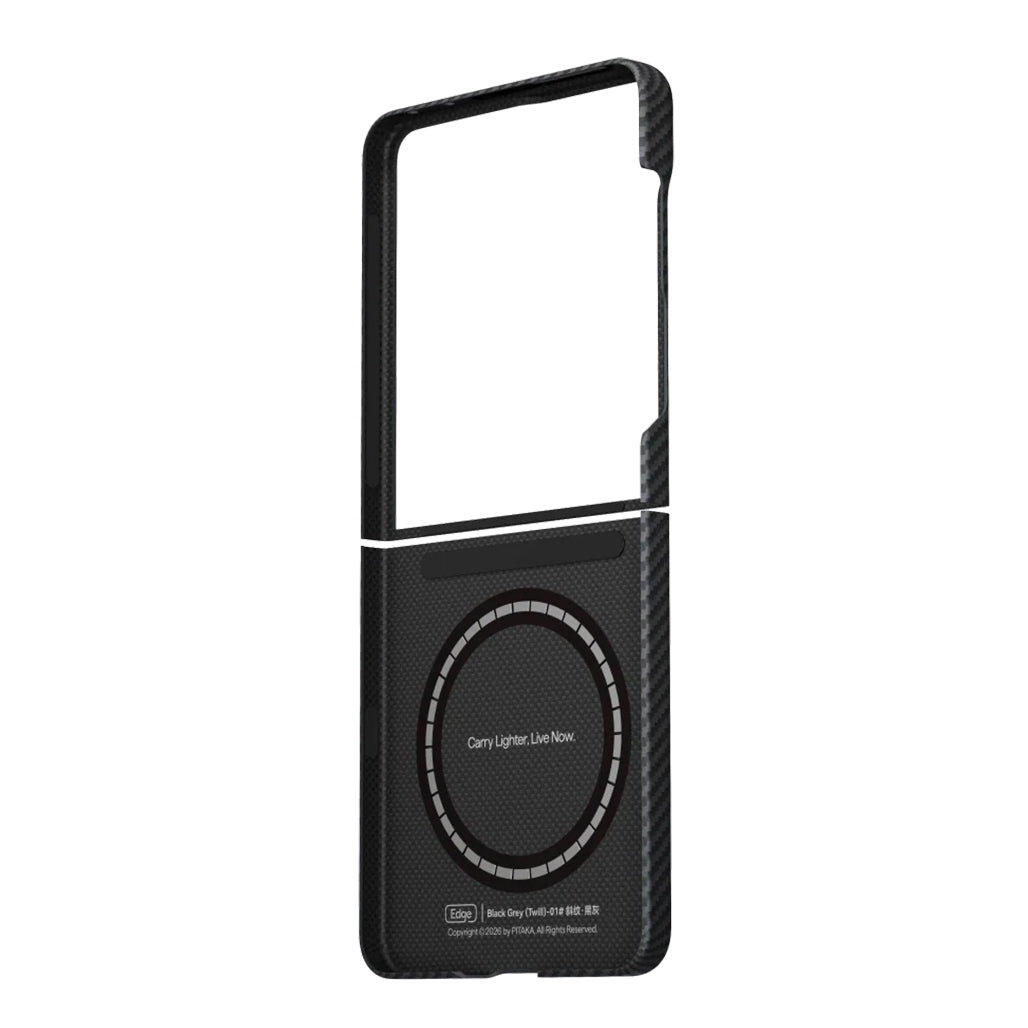 A Photo Of Pitaka Samsung Galaxy Z Flip8 Edge Case - 600D Black/Grey (Twill)