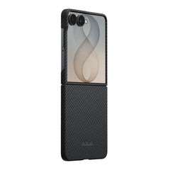 A Photo Of Pitaka Samsung Galaxy Z Flip8 Edge Case - 600D Black/Grey (Twill)