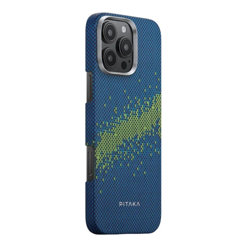 A Photo Of Pitaka StarPeak Luminous Woven Case for iPhone 16 Pro – Glow-in-the-Dark Aramid Fiber Cover