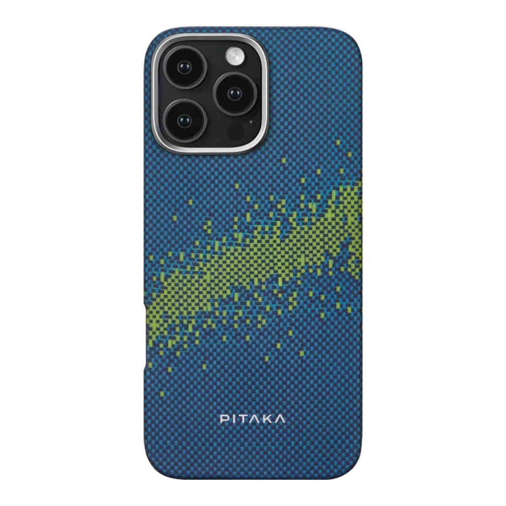 A Photo Of Pitaka StarPeak Luminous Woven Case for iPhone 16 Pro – Glow-in-the-Dark Aramid Fiber Cover