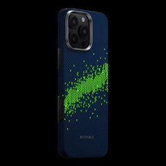 A Photo Of Pitaka StarPeak Luminous Woven Case for iPhone 16 Pro – Glow-in-the-Dark Aramid Fiber Cover