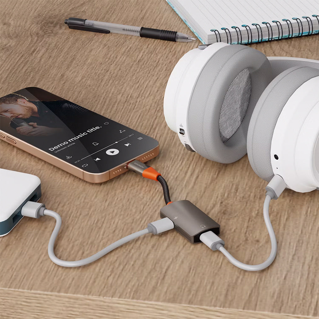 A Photo Of Porodo AudioLink Duo USB-C Splitter
