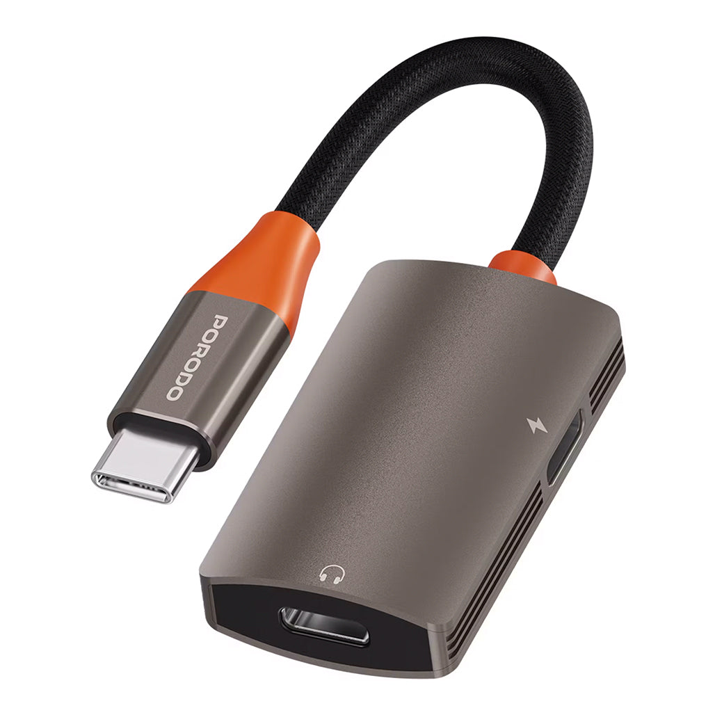 A Photo Of Porodo AudioLink Duo USB-C Splitter