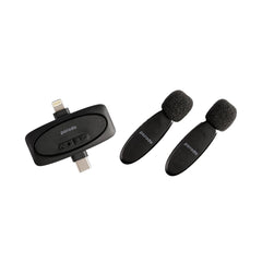 A Photo Of Porodo Dual Connector Lavalier Microphone Dual Mic - Black