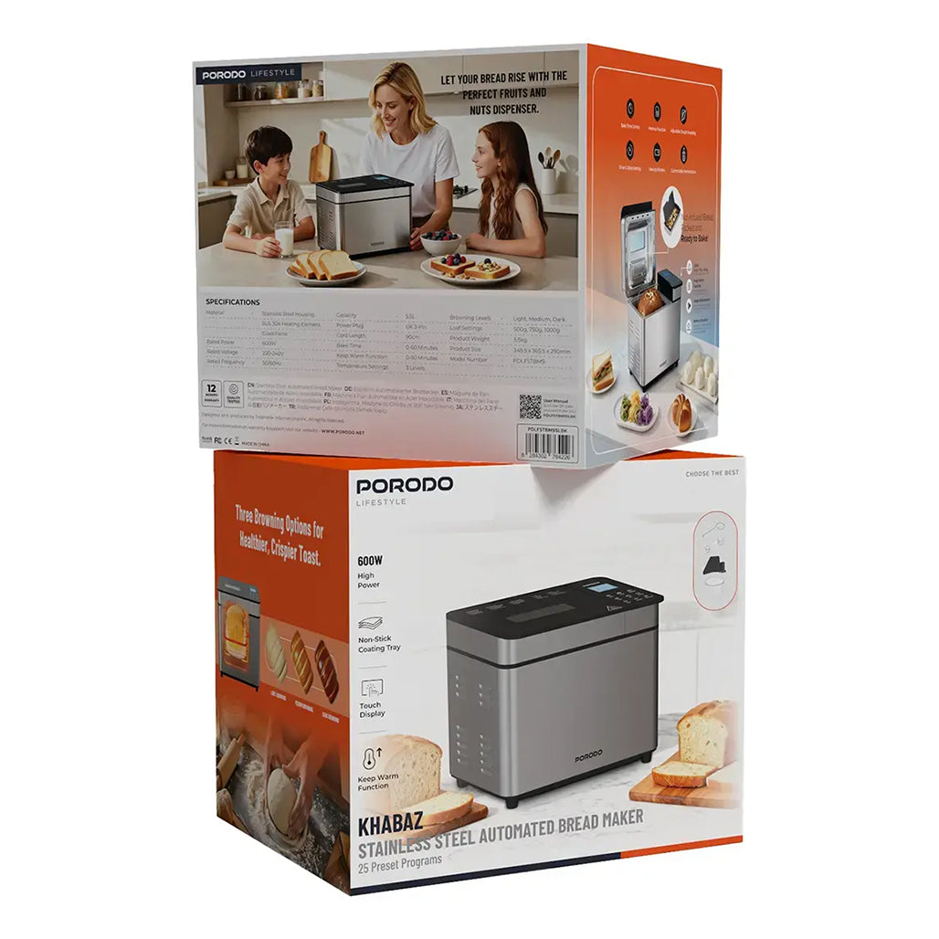 A Photo Of Porodo Lifestyle Khabaz Stainless Steel Automatic Bread Maker