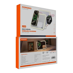 A Photo Of Porodo Multi-Device Wireless Charging Mirror with LED Lights – MagSafe, Adjustable Stand, and Night Light