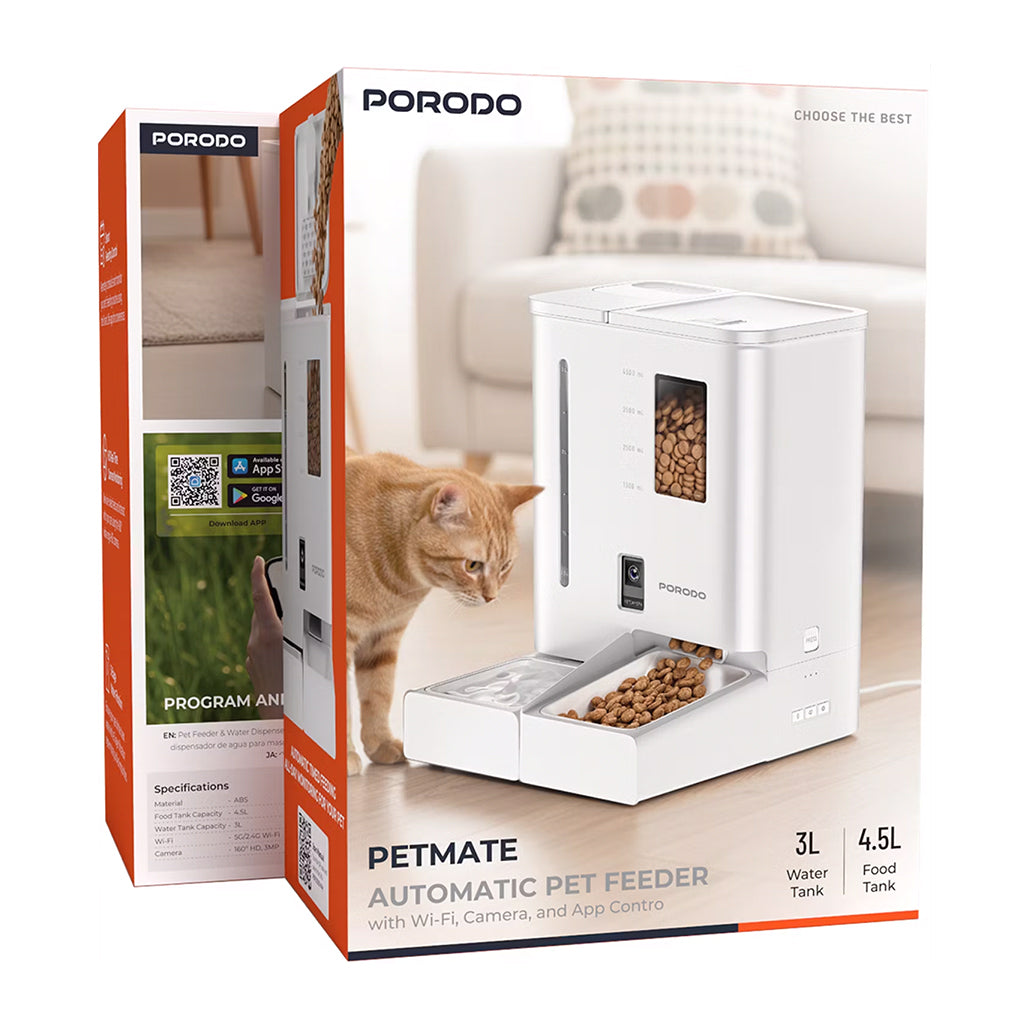 A Photo Of Porodo PetMate Automatic 2-in- 1 Pet Feeder and Water Dispenser