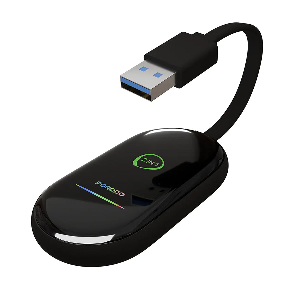 A Photo Of Porodo Play-X Wireless Carplay Adapter with Wi-Fi and Bluetooth Connectivity