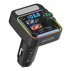 A Photo Of Porodo Quick-Charge FM Car Charger ( Dual USB-C & USB-A ) PD 36W - Black