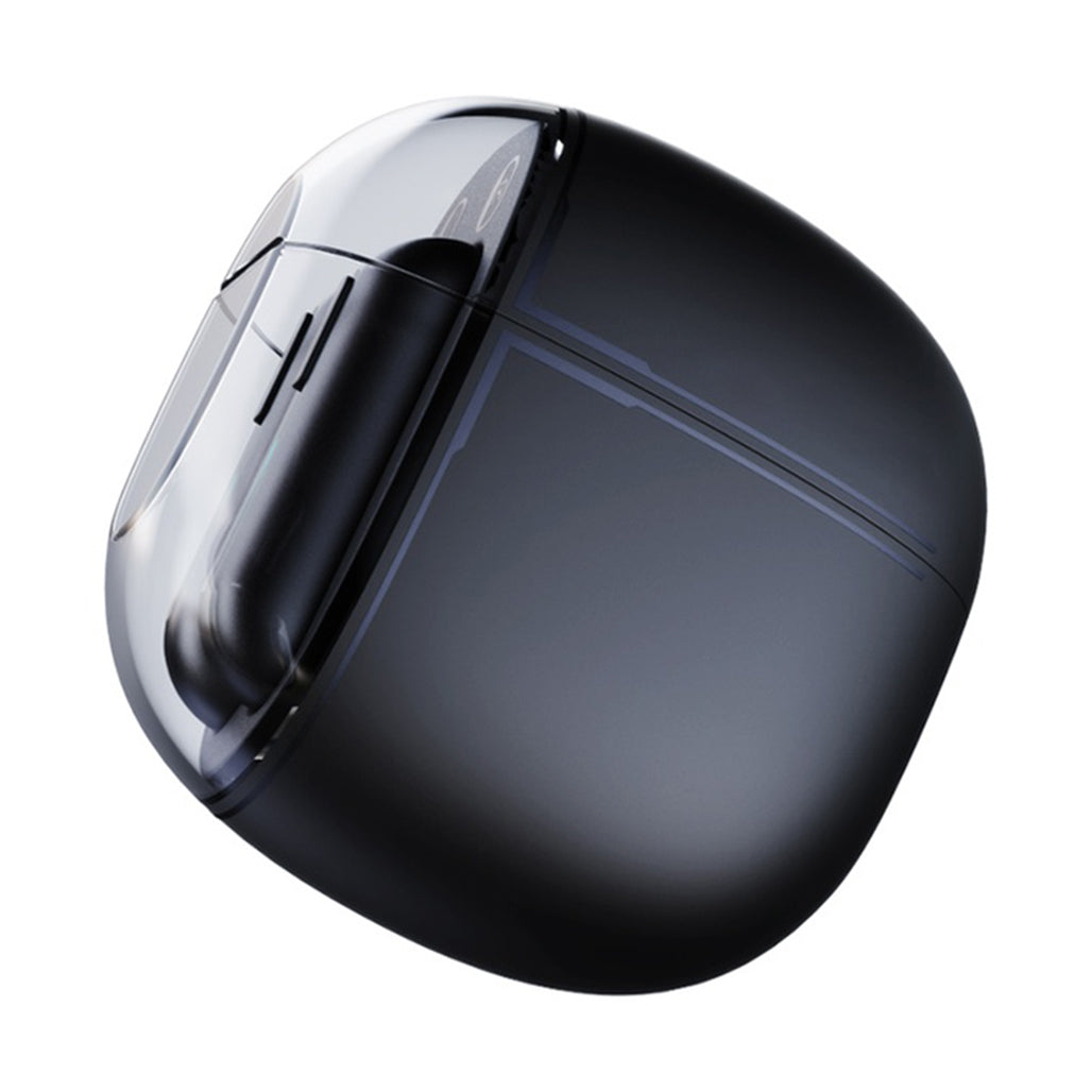 A Photo Of Porodo Soundtec Lune - Air Conduction TWS Earbuds with Semi Transparent Case - Black