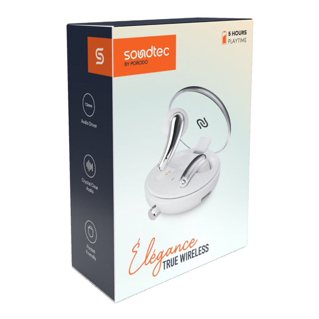 A Photo Of Porodo Soundtec Elegance - in-ear TWS Earbuds - White