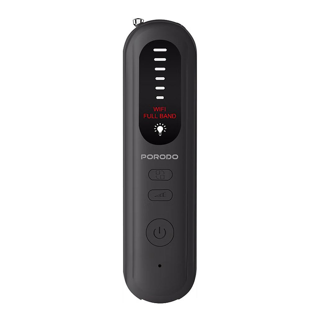 A Photo Of Porodo Spy Guard Wireless Signal & Hidden Camera Detector – 6 Sensitivity Levels, Infrared Lens Detection, Audible Alarm, 8-Hour Battery Life, Portable Anti-Surveillance Device – Black