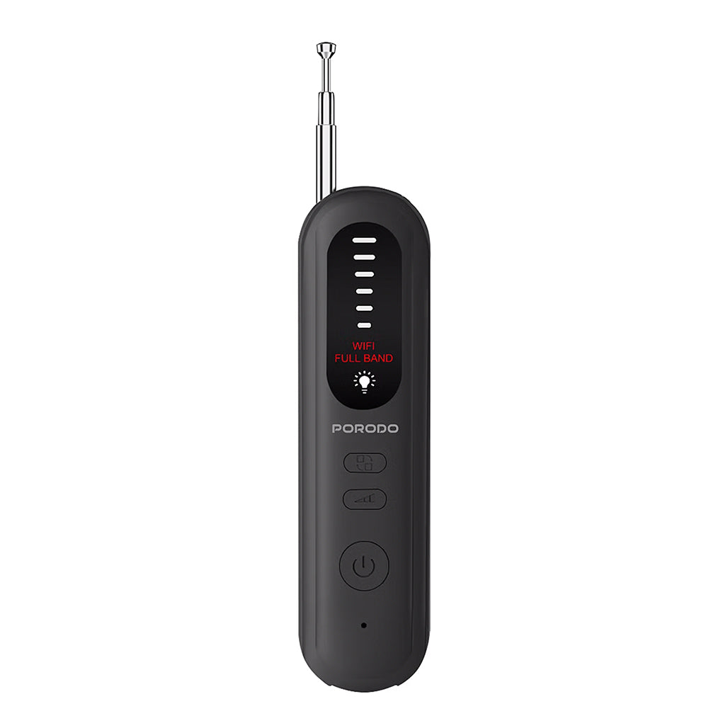 A Photo Of Porodo Spy Guard Wireless Signal & Hidden Camera Detector – 6 Sensitivity Levels, Infrared Lens Detection, Audible Alarm, 8-Hour Battery Life, Portable Anti-Surveillance Device – Black
