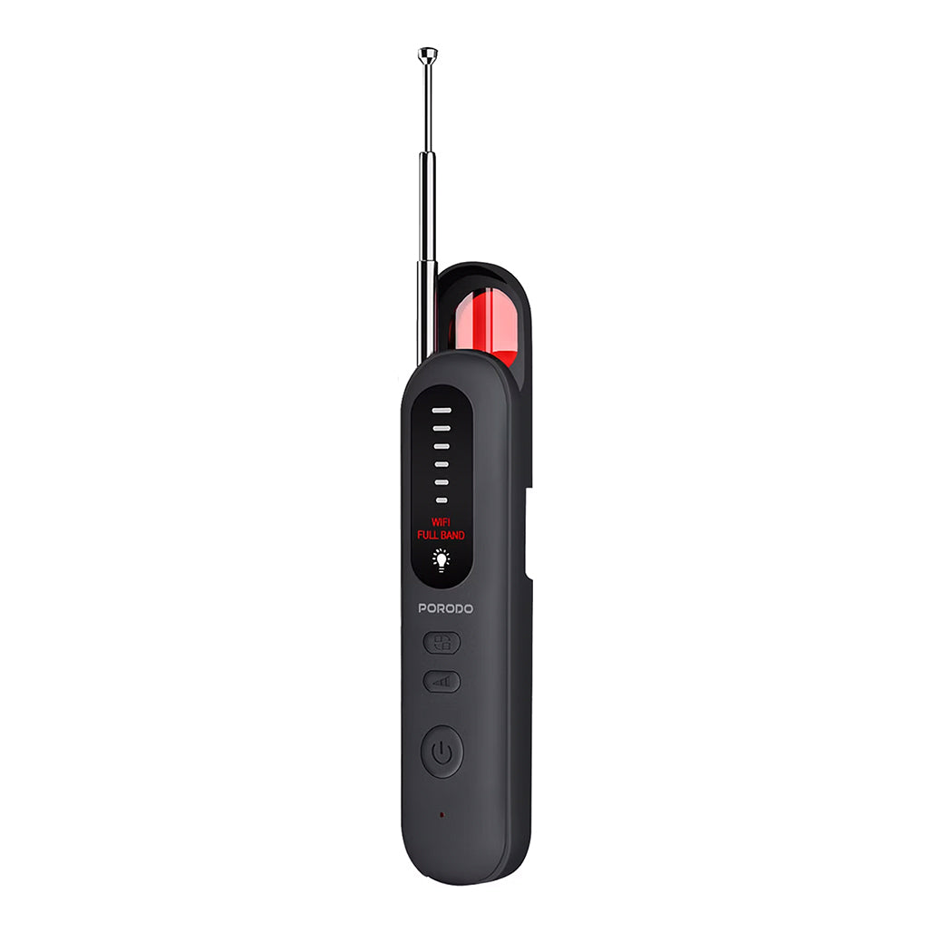 A Photo Of Porodo Spy Guard Wireless Signal & Hidden Camera Detector – 6 Sensitivity Levels, Infrared Lens Detection, Audible Alarm, 8-Hour Battery Life, Portable Anti-Surveillance Device – Black