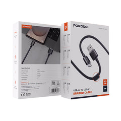 A Photo Of Porodo USB-A To USB-C Braided Cable - PDCBL0035BK