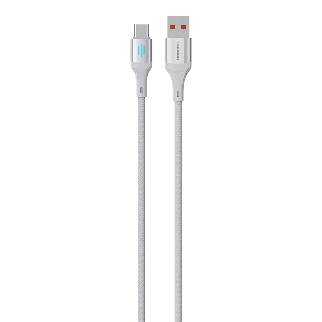 A Photo Of Porodo USB-A To USB-C Charging & Data Cable - Silver