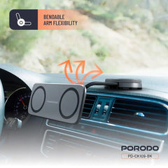 A Photo Of Porodo Vacuum & Adhesive Magnetic Car Mount
