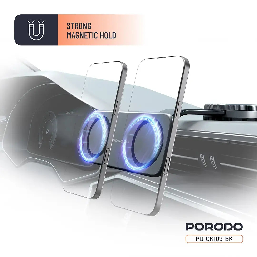 A Photo Of Porodo Vacuum & Adhesive Magnetic Car Mount