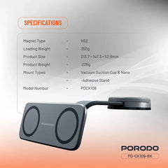 A Photo Of Porodo Vacuum & Adhesive Magnetic Car Mount