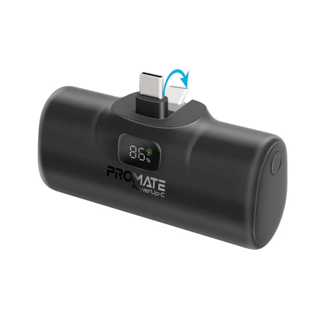 A Photo Of Promate PowerUp-C - 5000mAh 20W USB-C Power Bank with Built-In USB-C Connector