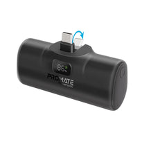 Promate PowerUp-C - 5000mAh 20W USB-C Power Bank with Built-In USB-C Connector