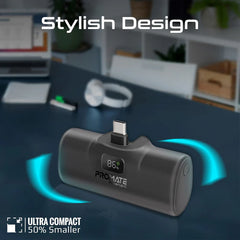 A Photo Of Promate PowerUp-C - 5000mAh 20W USB-C Power Bank with Built-In USB-C Connector
