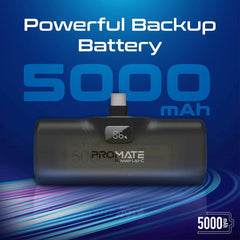 A Photo Of Promate PowerUp-C - 5000mAh 20W USB-C Power Bank with Built-In USB-C Connector