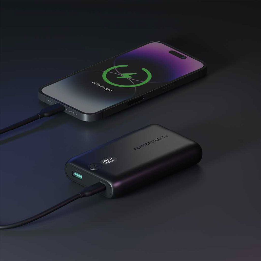 A Photo Of Powerology Onyx 10050mAh PD 35W Power Bank - Compact and Fast Charging with Digital Display