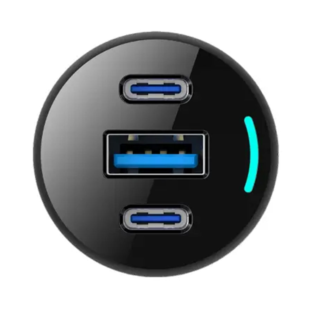 A Photo Of Powerology PD65W + PD20W + QC18W LED Triple Ports Car Charger - Black