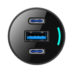 A Photo Of Powerology PD65W + PD20W + QC18W LED Triple Ports Car Charger - Black