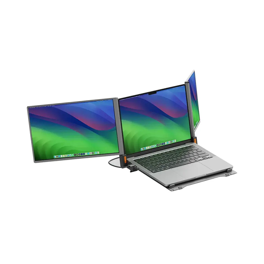 A Photo Of Powerology Portable Dual Screen Monitor - Gray