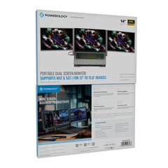 A Photo Of Powerology Portable Dual Screen Monitor - Gray