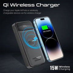 A Photo Of Promate AuraTorq-20 Ultra Slim 15W Wireless Charging Power Bank | 20W PD & QC3.0 Fast Charger